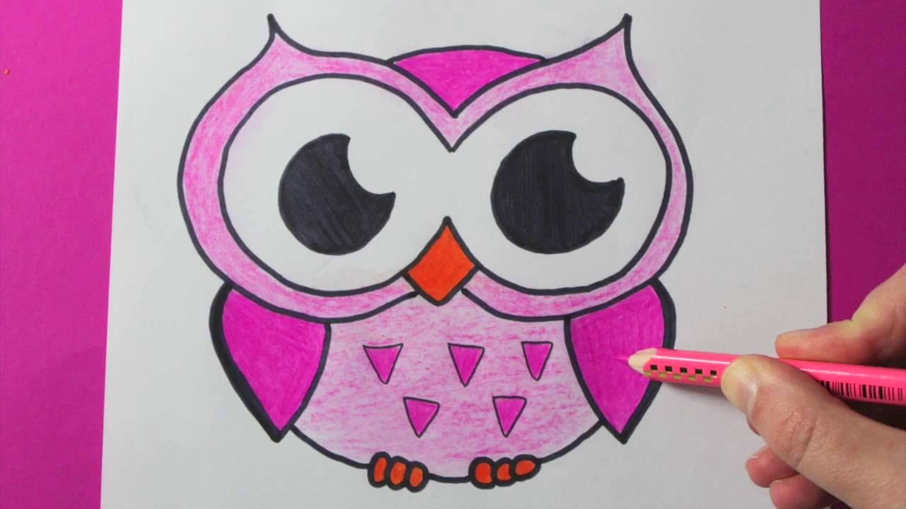 1280x720 How To Draw An Easy Owl Cute Drawings Of Owls And Color A Pink - Cute Drawings