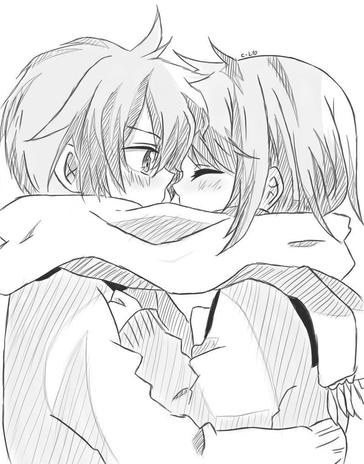 750x957 Anime Girl And Boy Cute Anime Couples In Winter To Draw - Cute Drawings Anime