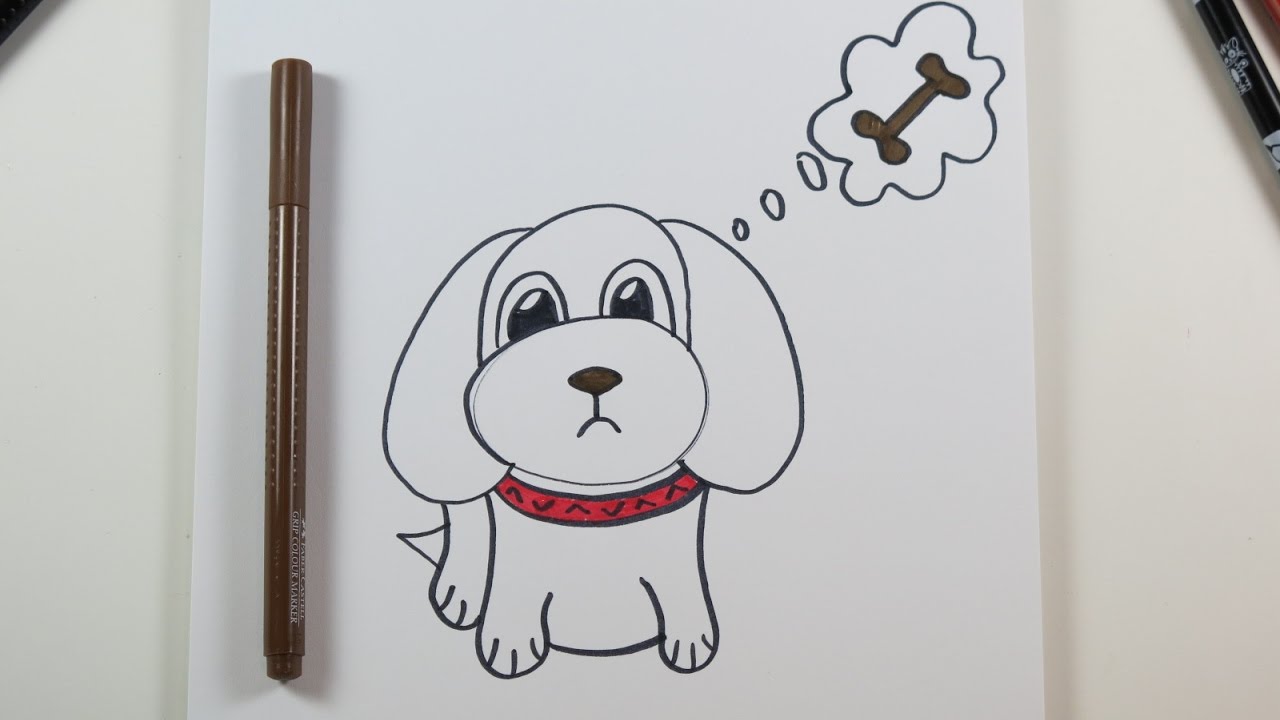 1280x720 Diy Drawing A Cute Puppy, Easy Drawings For Kids - Cute Drawings For Kids
