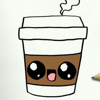 320x320 How To Draw A Coffee Cute Easy Step - Cute Drawings For Kids