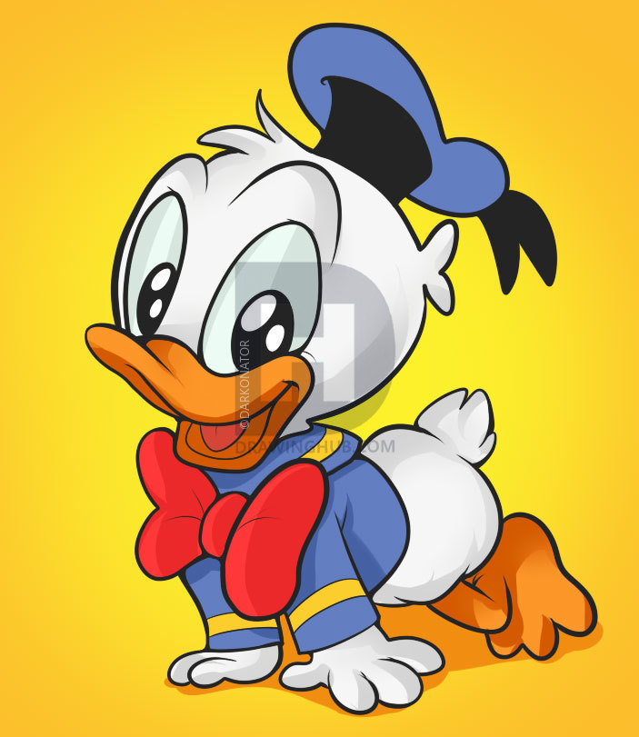 703x811 How To Draw Baby Donald Duck, Step - Cute Duck Drawing