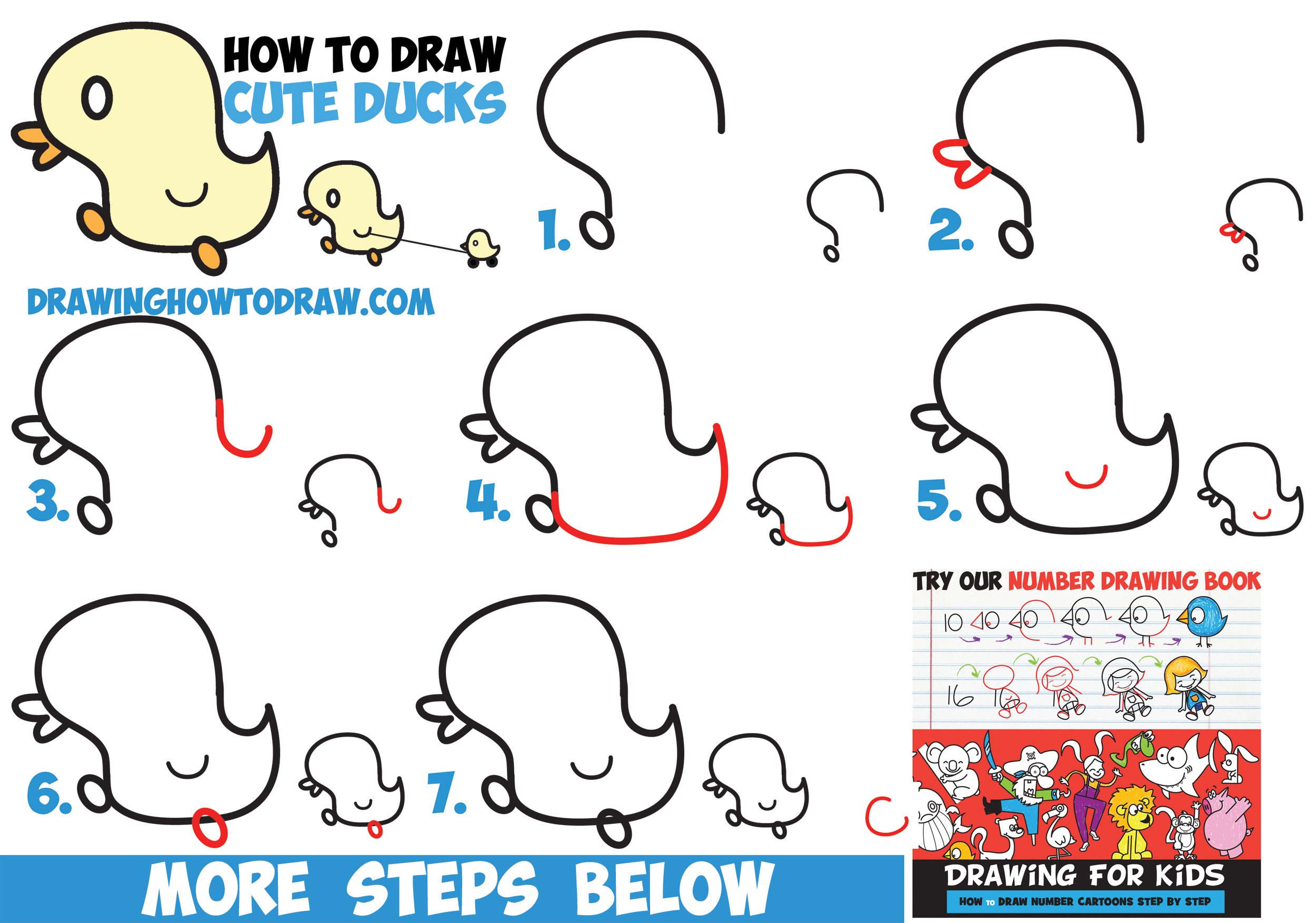 2500x1753 How To Draw Cute Kawaii Baby Ducks Cartoon Ducklings In Easy - Cute Duck Drawing