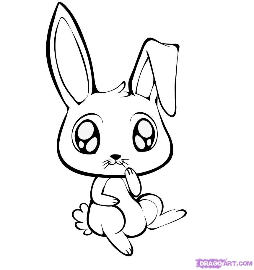 860x912 How To Draw Easter Bunny, Step - Cute Easter Bunny Drawing