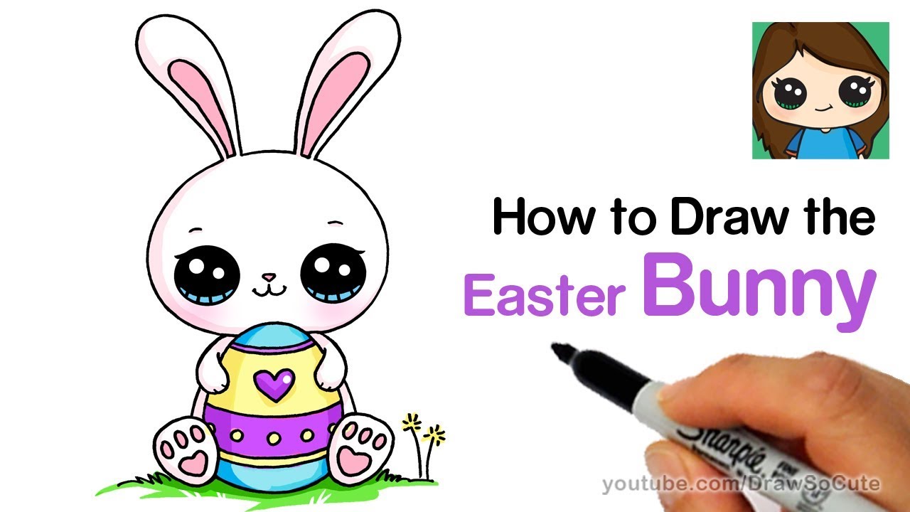 1280x720 How To Draw A Cute Easter Bunny Easy - Cute Easter Bunny Drawing