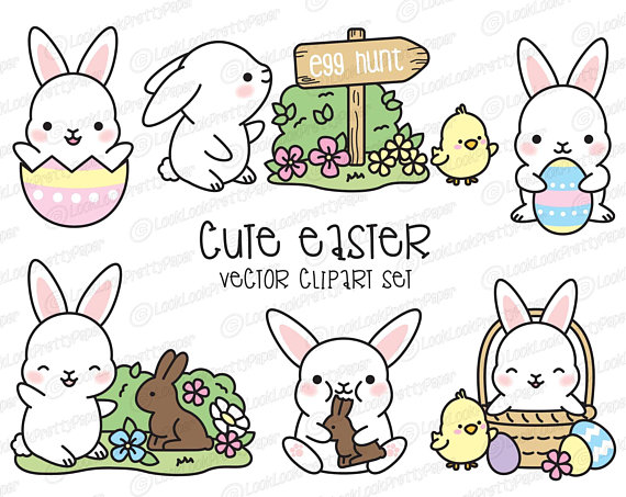570x453 Premium Vector Clipart - Cute Easter Bunny Drawing