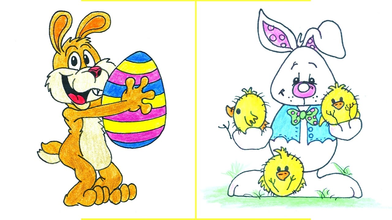 1280x720 Easter Bunny Drawing Easy - Cute Easter Bunny Drawing