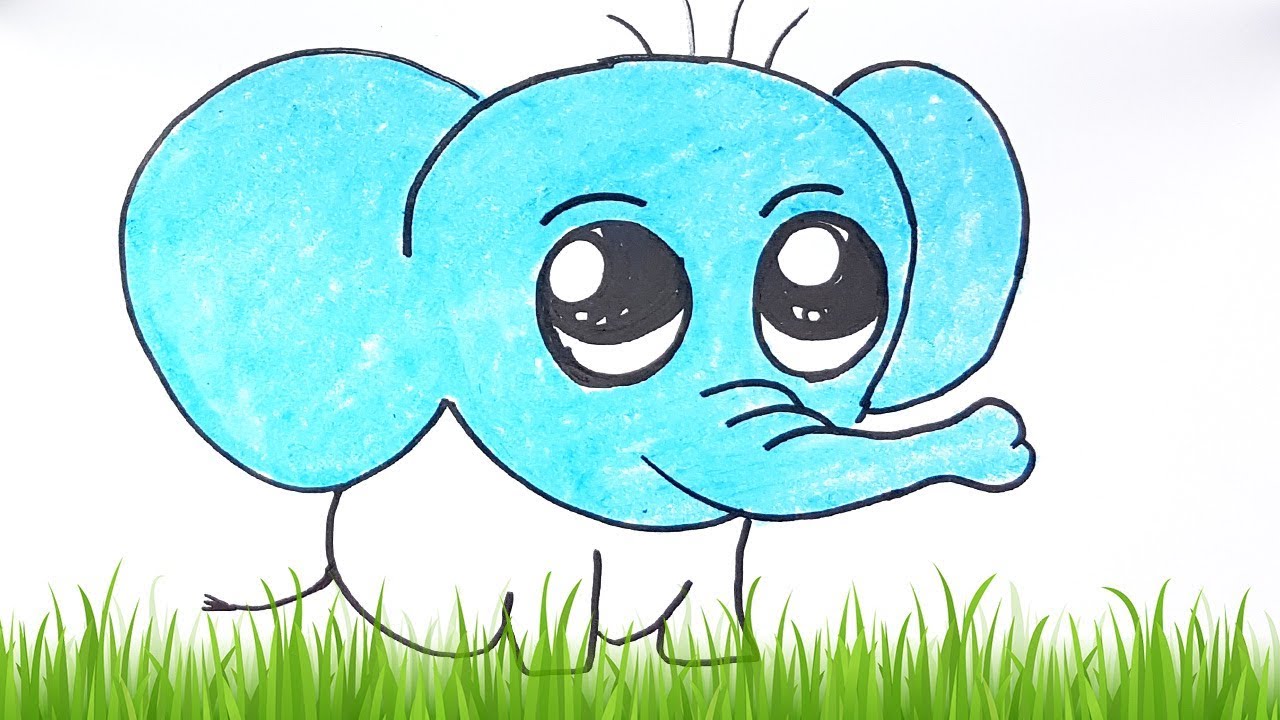 1280x720 How To Draw An Cute Elephant Easy Step - Cute Elephant Drawing
