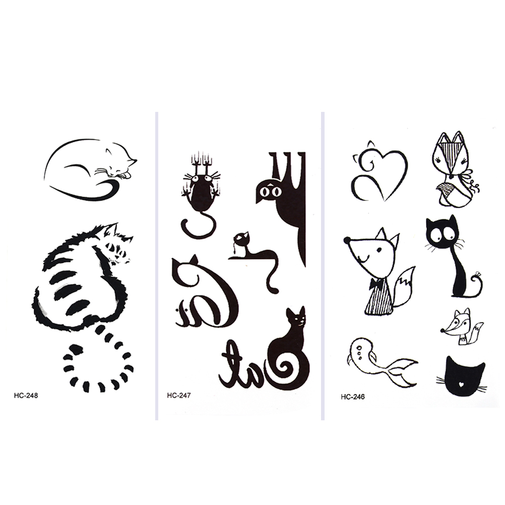 1002x1002 cute fat cats fox temporary tattoo body art arm flash tattoo - Cute Fat Cat Drawing