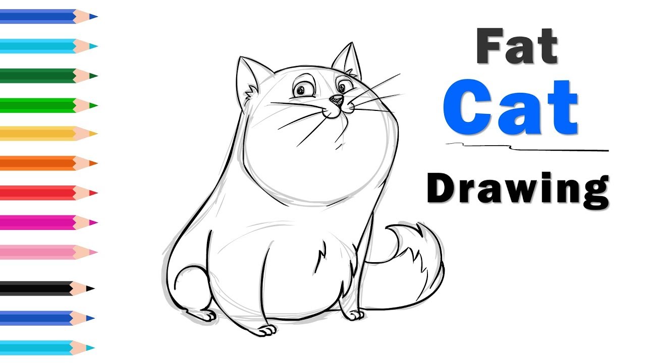 1280x720 draw a cartoon fat cat - Cute Fat Cat Drawing