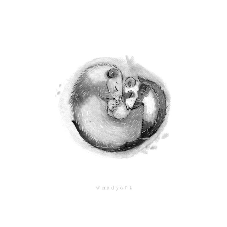 794x794 ferrets family small illustration ferrets embrace ink etsy - Cute Ferret Drawing
