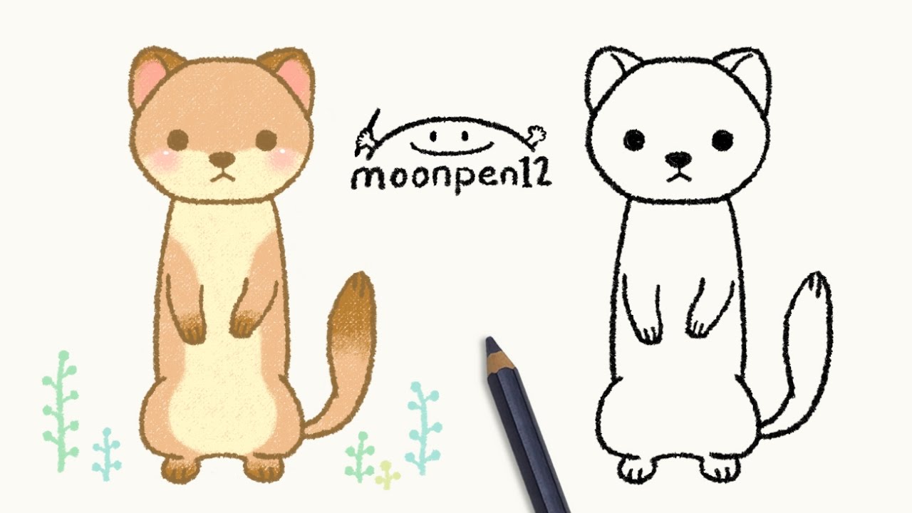 1280x720 weasel drawing - Cute Ferret Drawing