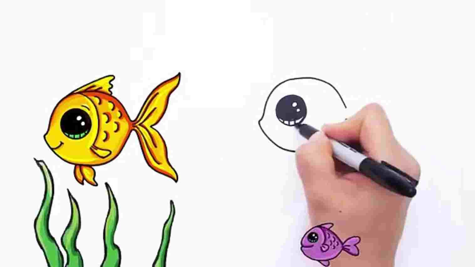 1517x853 Fish Drawing For Kids Tutorial How To Draw A Cute Fish - Cute Fish Drawing