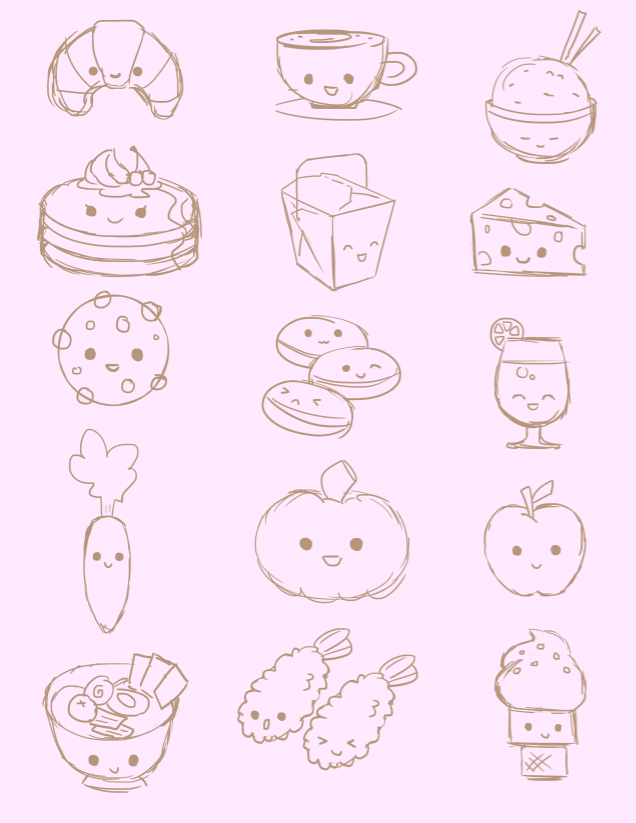 636x823 sometimes i draw with a green pencil rough drawings of some cute - Cute Food Drawings