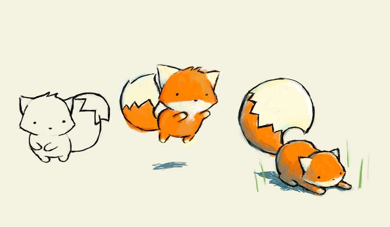 765x446 Fox Sketch Canvas Cute Fox Drawing - Cute Fox Drawing