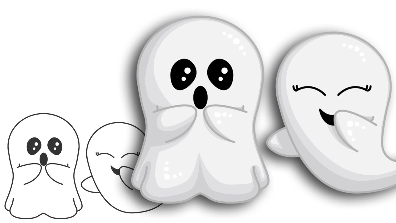 How To Draw A Cute Ghost Halloween Step - Cute Ghost Drawing. 