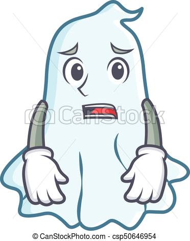 372x470 Afraid Cute Ghost Character Cartoon Vector Illustration - Cute Ghost Drawing