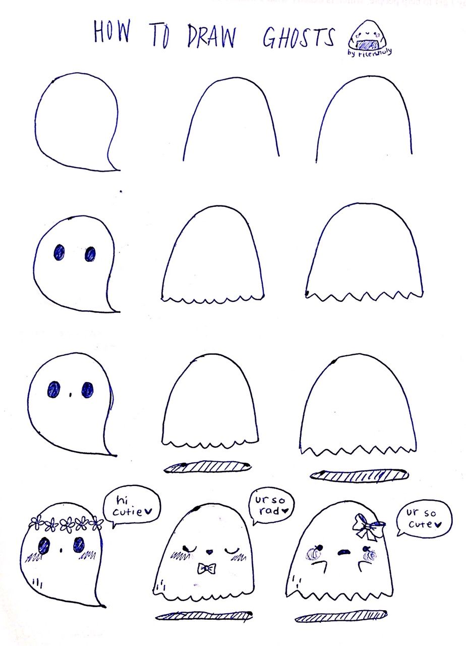 924x1280 Tumblr Tutorials Templates In Drawings, Halloween - Cute Ghost Drawing