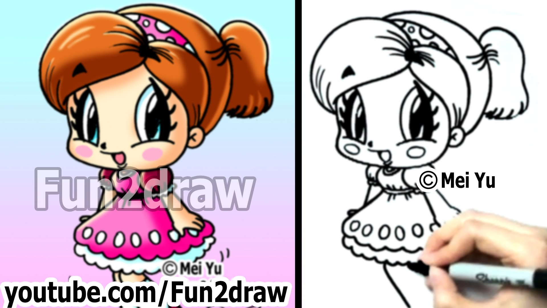 1920x1080 fun draw cartoons cute girl cartoon drawing how to draw cartoon - Cute Girl Cartoon Drawing
