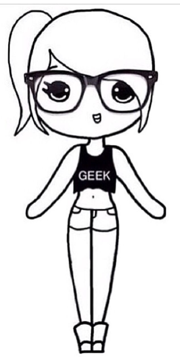 634x1252 geek girl template chibi - Cute Girl Drawing Easy