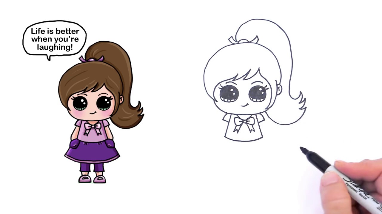 1280x720 How To Draw A Cute Girl - Cute Girl Drawing Easy
