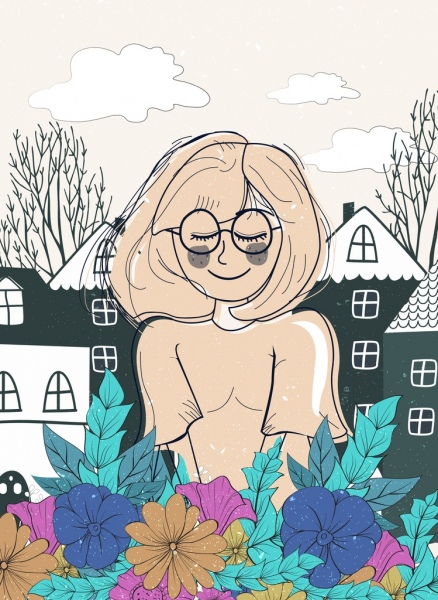 438x600 Cute Girl Drawing Colored Handdrawn Sketch Free Vector In Adobe - Cute Girl Drawing Images