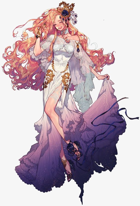 564x827 Long Haired Girl, Painted, Girls, Drawing Png Image And Clipart - Cute Girl Drawing Images