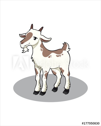 400x500 Little Cute Goat Vector Drawing Isolated White Background - Cute Goat Drawing
