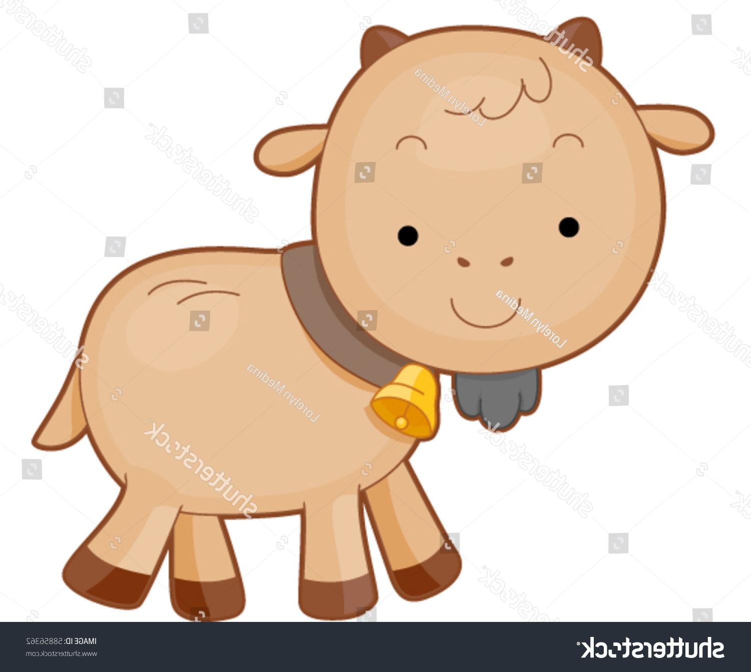 1500x1342 Best Hd Stock Vector Cute Baby Goat With Bell Drawing - Cute Goat Drawing