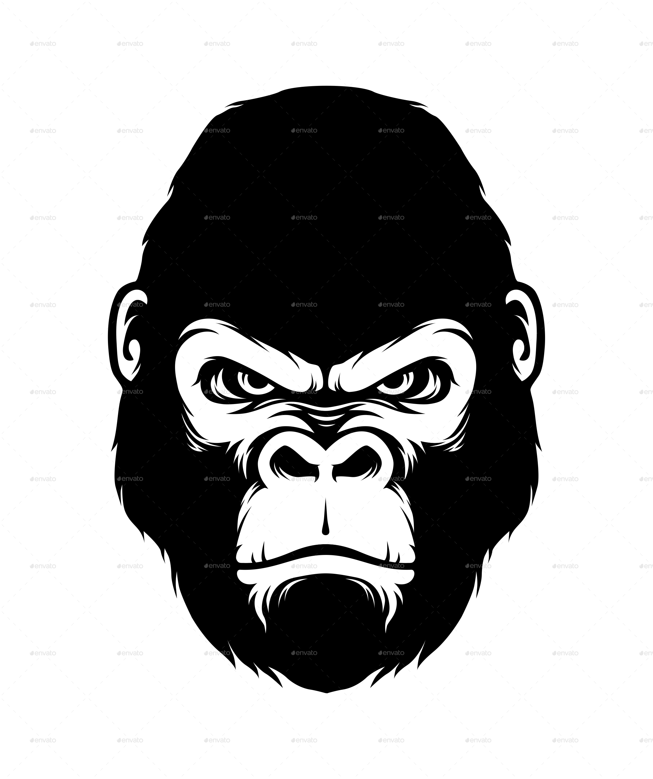 2250x2684 gorilla head silhouette style a huge zoo, animals, big, cartoons - Cute Gorilla Drawing