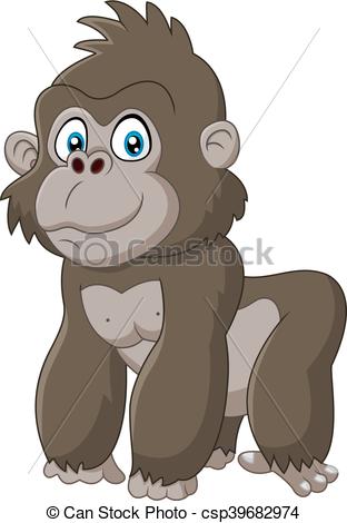 312x470 Vector Illustration Of Cute Baby Gorilla Cartoon - Cute Gorilla Drawing