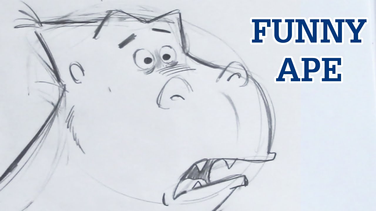 1280x720 draw a funny gorilla - Cute Gorilla Drawing