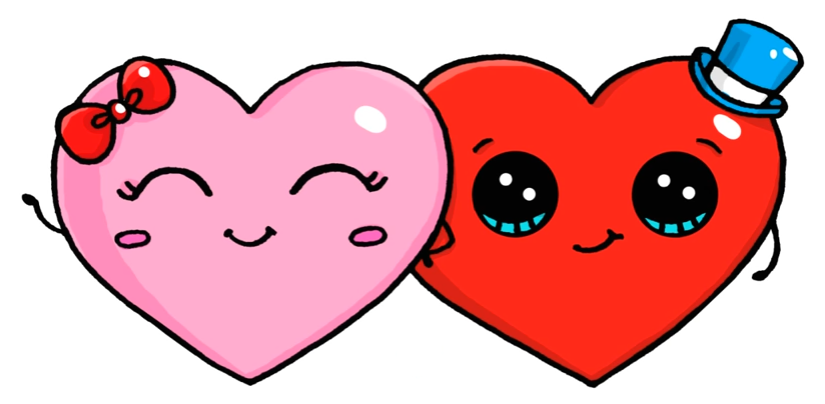 825x404 Heart Couple Love Stuff In Cute Drawings, Cute Kawaii - Cute Heart Drawings