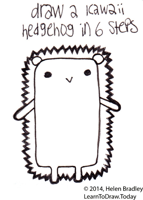 500x699 Draw A Kawaii Style Hedgehog In Simple Steps Learn To Draw - Cute Hedgehog Drawing