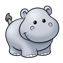 220x220 views vbs, jungle cute hippo, cute animal clipart, hippo - Cute Hippo Drawing