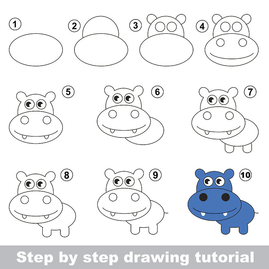900x900 how to draw a cute hippo drawing - Cute Hippo Drawing