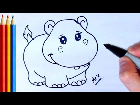 480x360 how to draw cute hippo - Cute Hippo Drawing