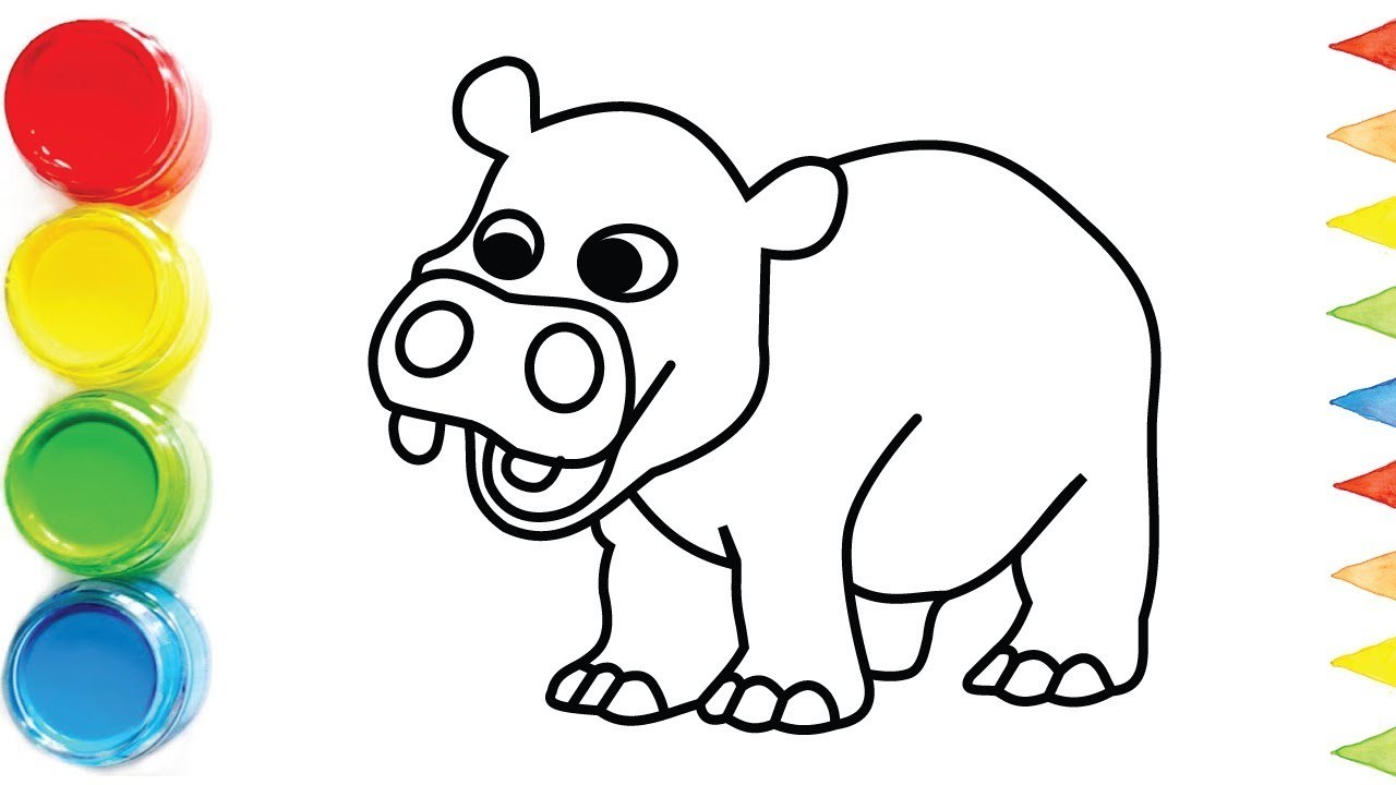 1280x720 images of how to draw a hippo face - Cute Hippo Drawing