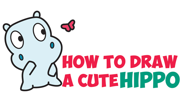 600x320 How To Draw A Cute Hippo Archives - Cute Hippo Drawing
