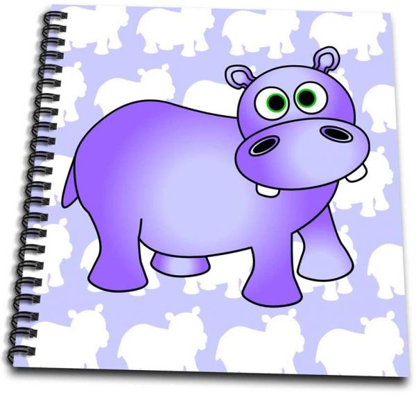 600x570 pretty purple hippopotamus cute hippo - Cute Hippo Drawing