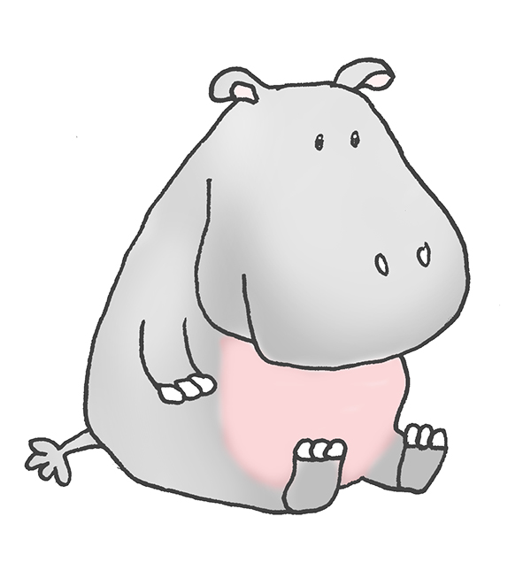 591x653 cartoon hippo clipart - Cute Hippo Drawing