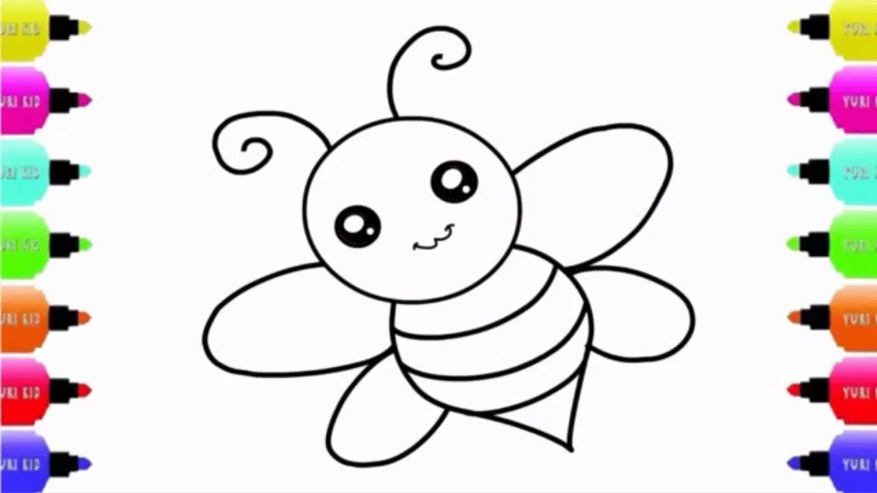 1280x720 draw a cute honey bee easy step - Cute Honey Bee Drawing