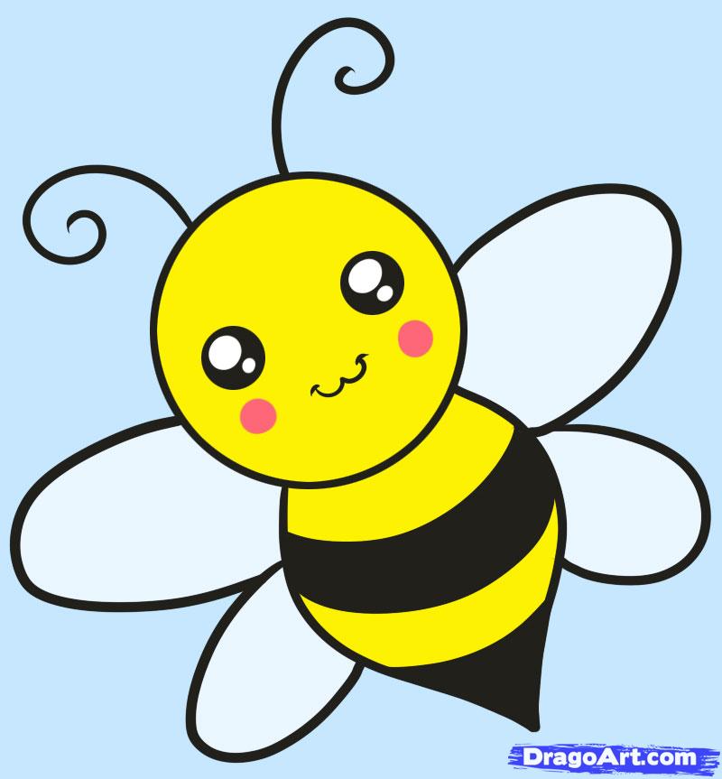 800x863 How To Draw A Bee For Kids, Step - Cute Honey Bee Drawing