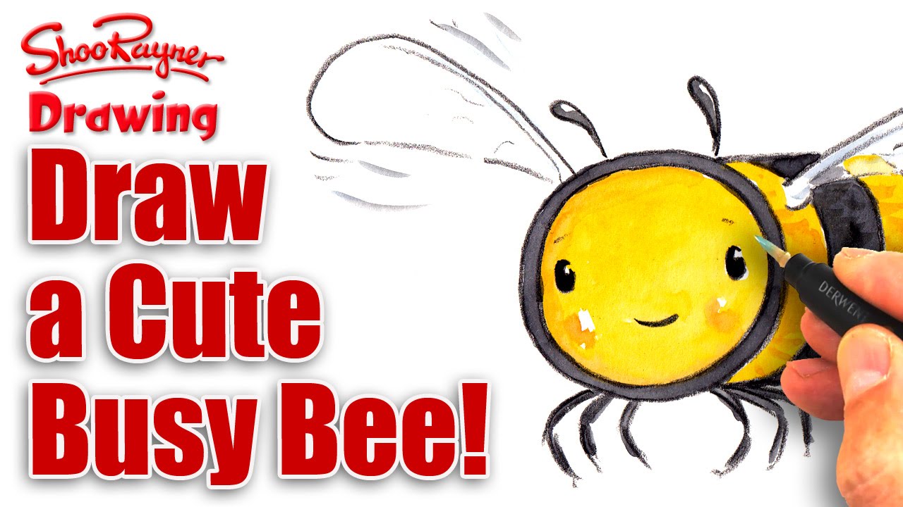1280x720 How To Draw A Cute Busy Bee - Cute Honey Bee Drawing