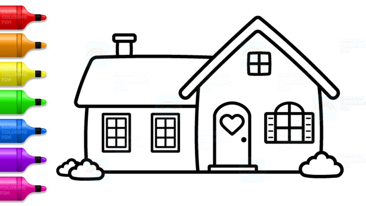 1280x720 Doll House Drawing And Coloring - Cute House Drawing