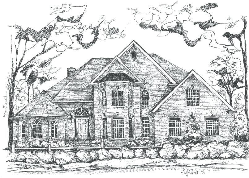 805x577 house drawing easy a cute haunted house for children house drawing - Cute House Drawing