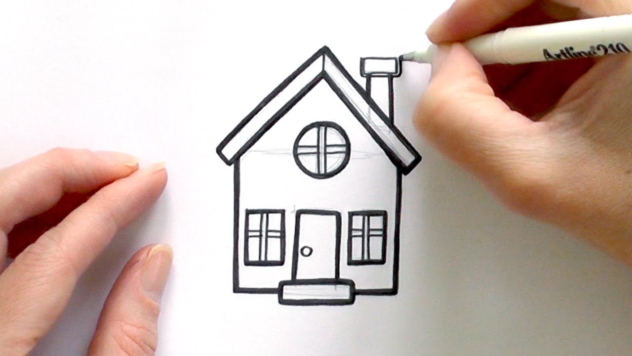 1280x720 How To Draw A Cartoon House - Cute House Drawing