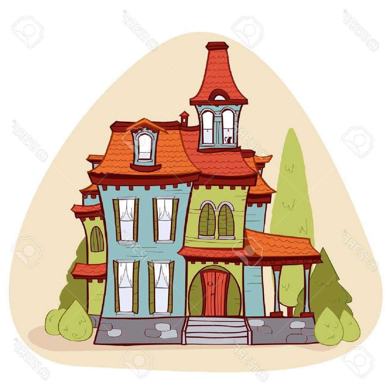 1300x1300 Best Cute Cartoon Style House Vector Illustration Drawing - Cute House Drawing
