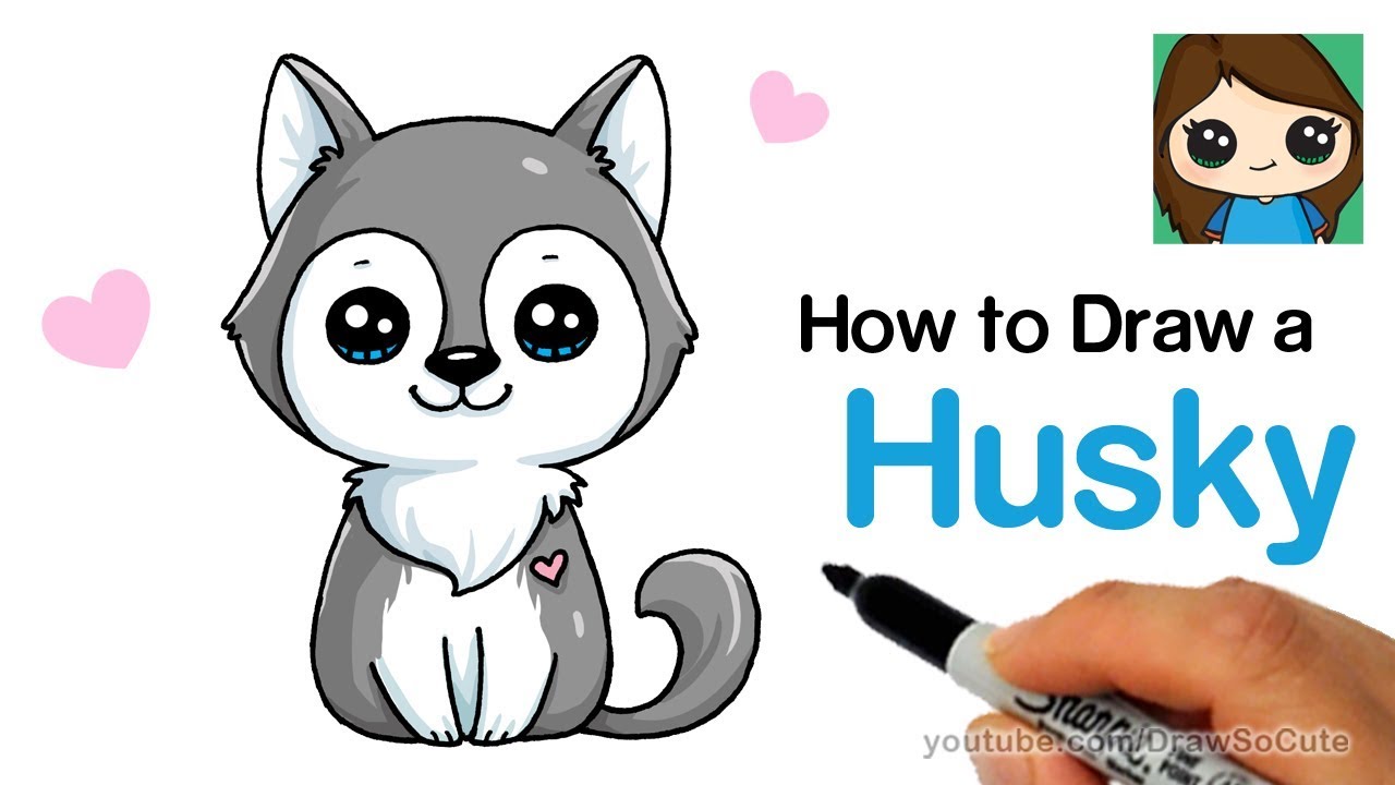 1280x720 How To Draw A Husky Puppy Easy - Cute Husky Drawing