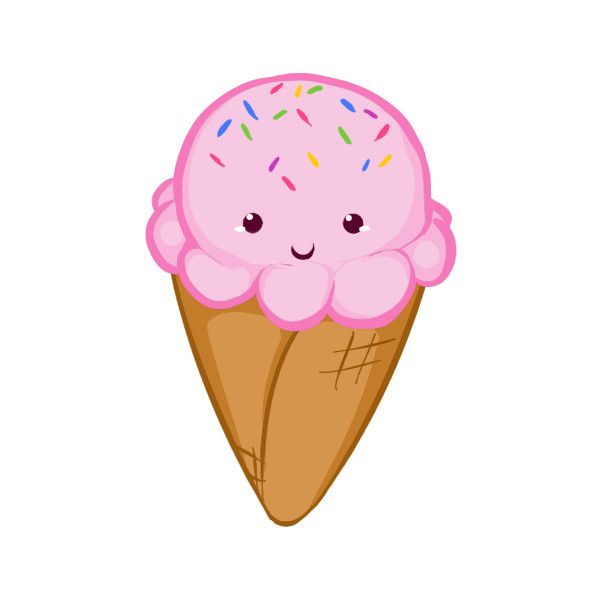 600x600 Drawing A Kawaii Cute Ice Cream Cone Found On Polyvore - Cute Ice Cream Cone Drawing