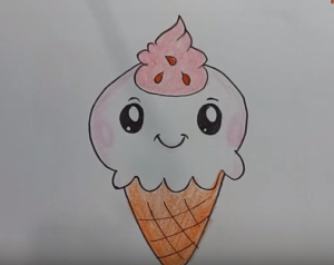 300x238 How To Draw A Cute Ice Cream - Cute Ice Cream Cone Drawing
